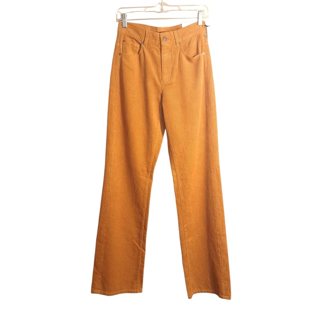7 For All Mankind Tess Trouser Wide High Rise Pants 25 Corduroy Honey Mustard